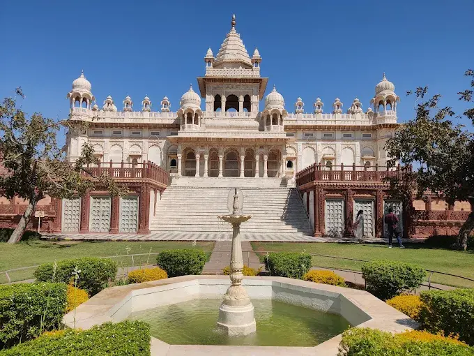 Jaswant Thada intricately carved white marble cenotaph and serene lake gardens in Jodhpur