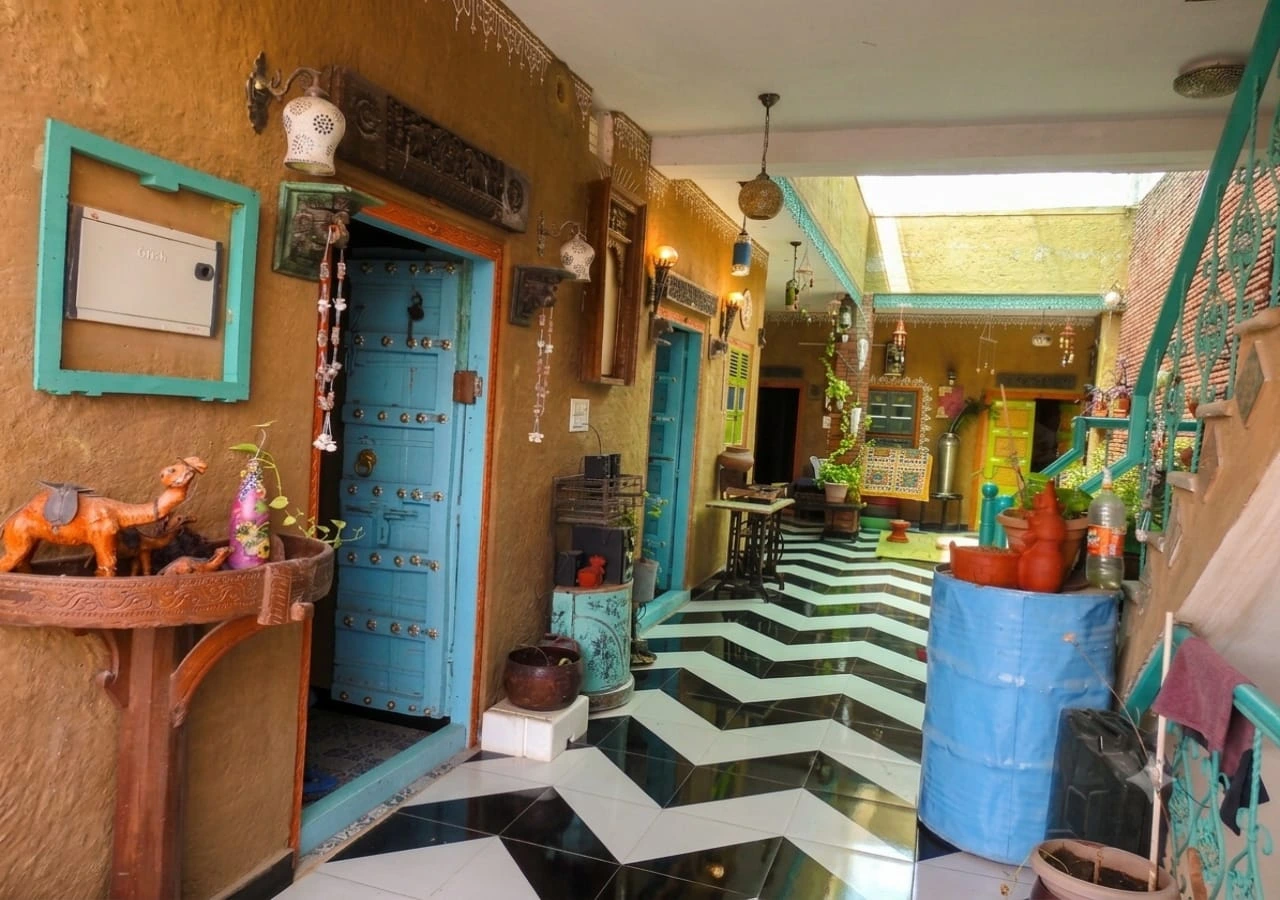 Sagar Villa homestay indoor sitting lounge with artisanal Marwari decor